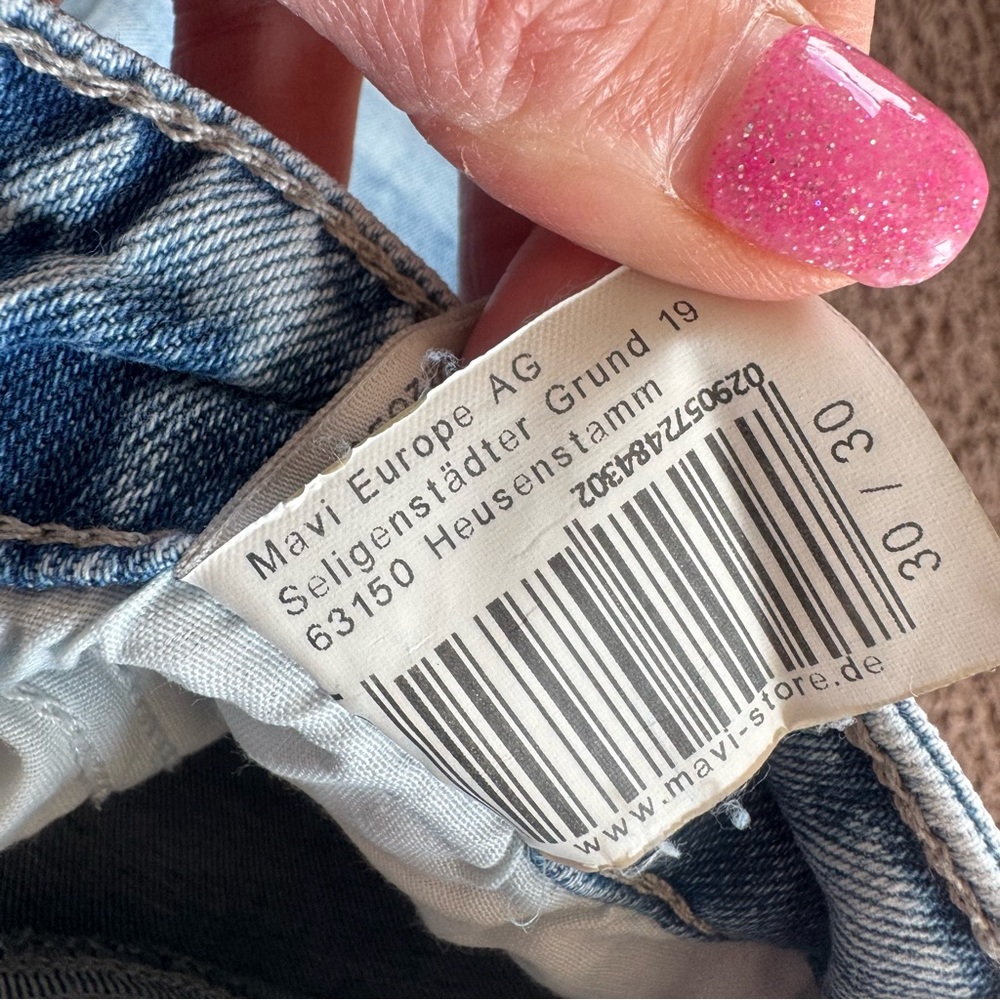 Mavi High Rise Straight Leg Jeans Raw Hem Organic Cotton Stretch 30 x 30 $128 - Picture 10 of 13